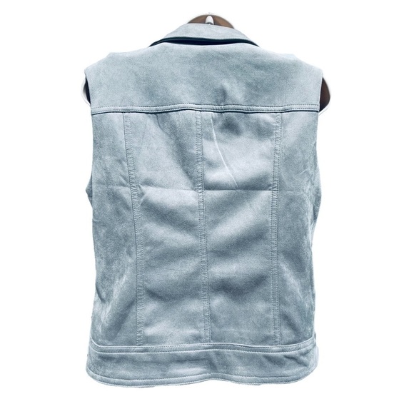 PHILOSOPHY Faux Suede Leather Vest Full Zip Silver Grey Gray size Small - Picture 5 of 10